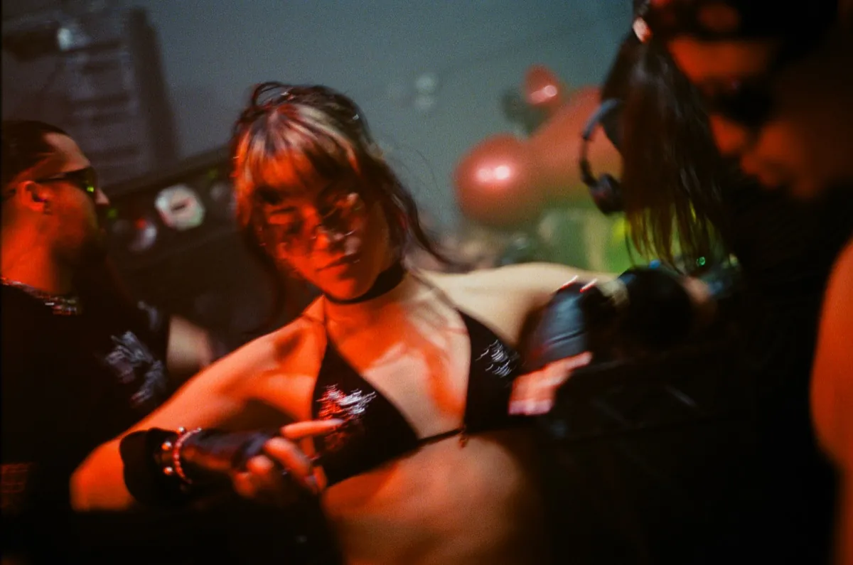 Crowd shot at ÄGAPĒ Brooklyn techno festival